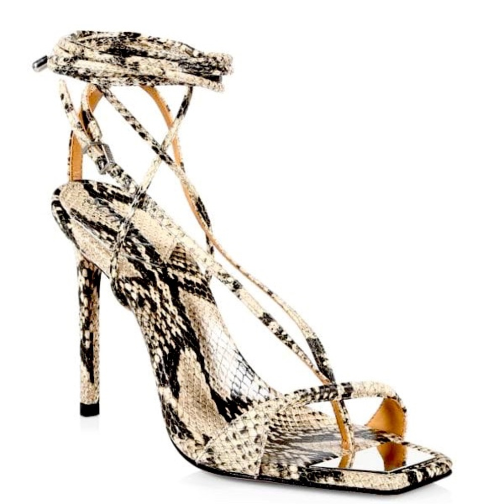 Brand New in Box - Schutz Vikki Snakeskin Embossed Leather Sandals, Size 8.5